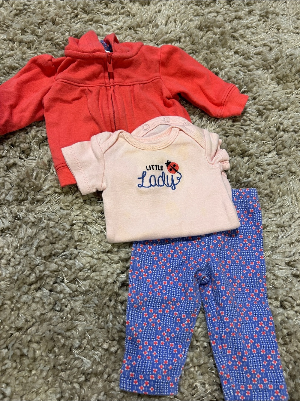 Coral Jacket, Pink 'Little Lady' Tee & Blue Floral Leggings Kids Matching Set